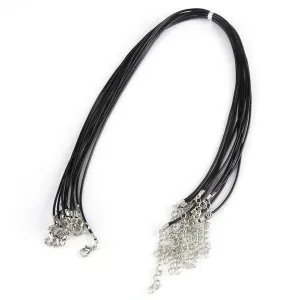 10 Pieces 1.5mm 18 Inch Wax Cord Necklaces Chain Black Braided Imitation Leather Cord Rope Necklace Chain with Lobster for DIY Jewelry Making (Black)