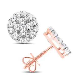 10K Rose Gold 1.00 Carat Diamond Round Earrings