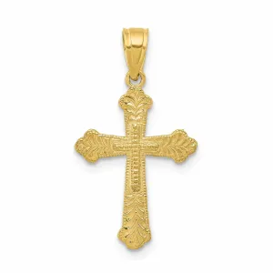 10k Yellow Gold Budded Cross Pendant Polished