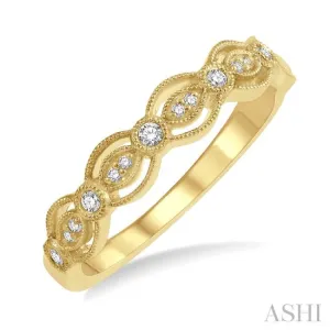 1/10 Ctw Lattice Marquise and Circular Mount Round Cut Diamond Stack Band in 14K Yellow Gold