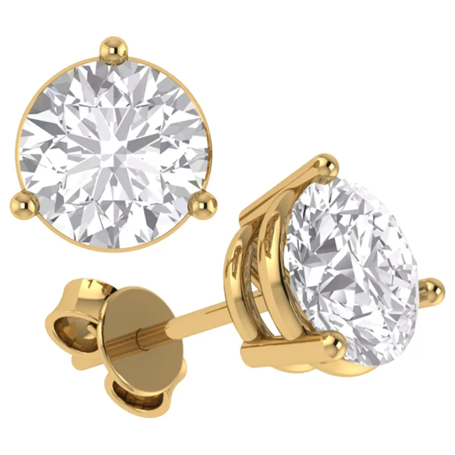 14 Karat Yellow Gold 0.74 Carat Diamond Solitaire Earrings