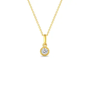 14k Gold Halo Clear CZ Women's Pendant