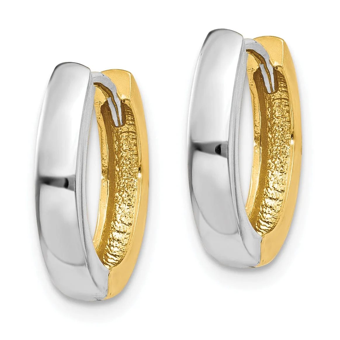 14K Two-tone Polished Hinged Hoop Earrings