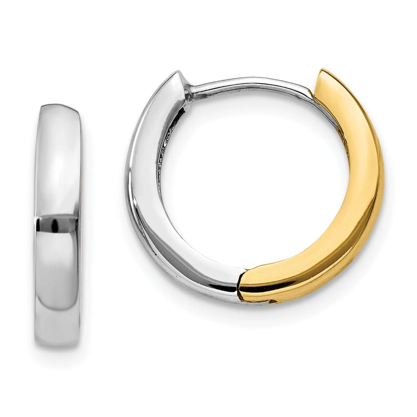 14K Two-tone Polished Hinged Hoop Earrings