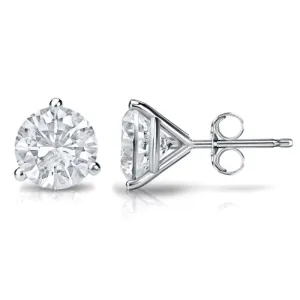 14K White Gold 0.60ctw Round Diamond Solitaire Stud Earrings