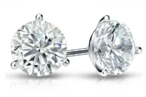 14K White Gold 0.75ctw Round Diamond Solitaire Stud Earrings