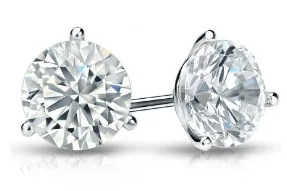 14K White Gold 0.75ctw Round Diamond Solitaire Stud Earrings