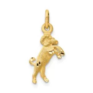 14k Yellow Gold Aries Zodiac Charm Pendant