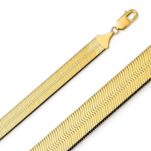 14K Yellow Gold Herringbone Chain Necklace