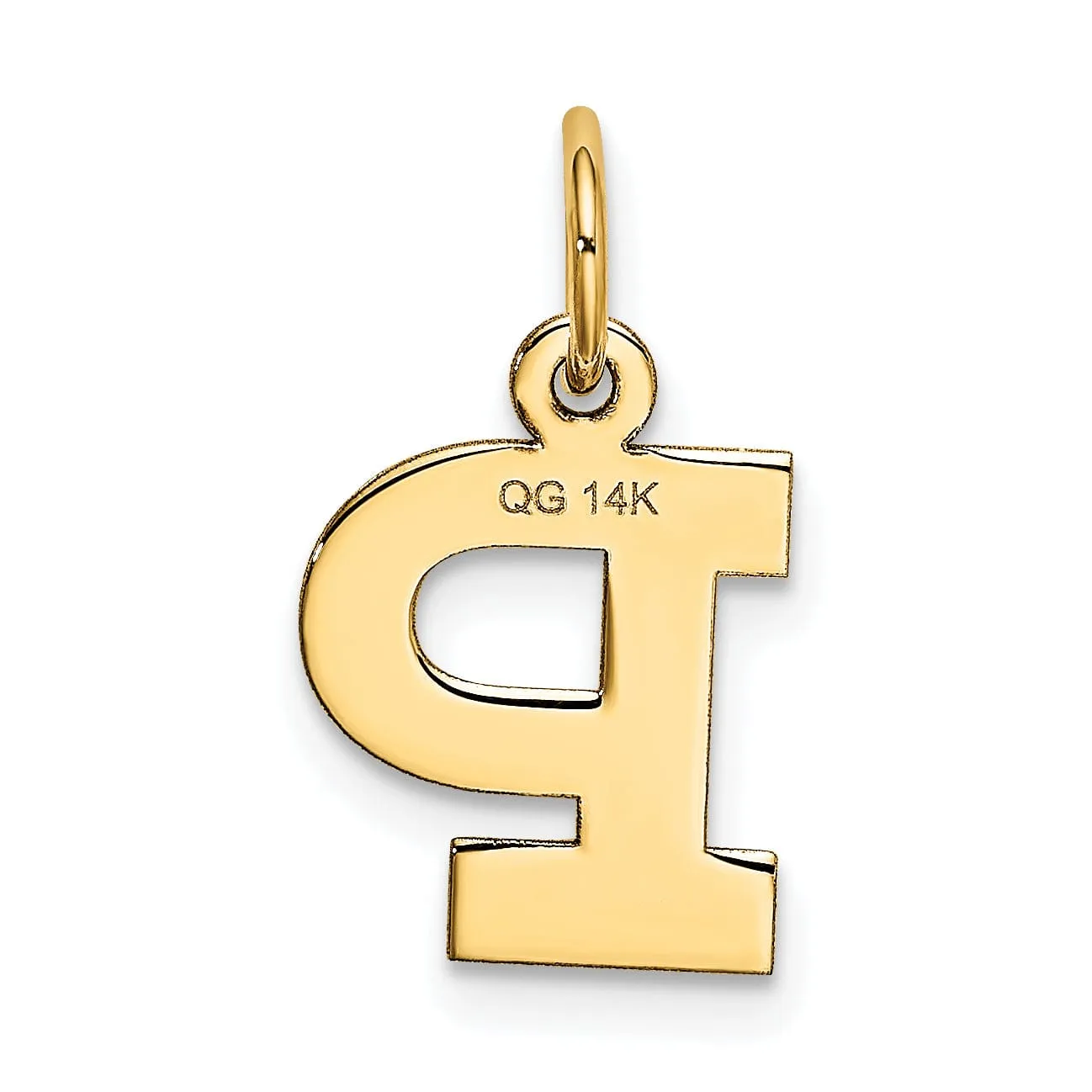 14k Yellow Gold Small Block Design Letter P Initial Pendant