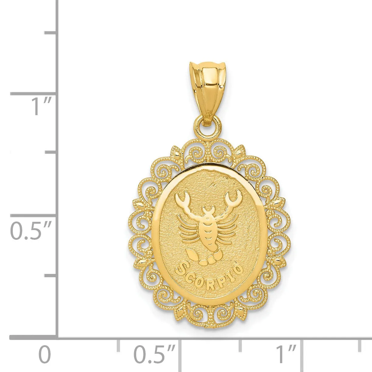 14k Yellow Gold Solid Scorpio Zodiac Pendant