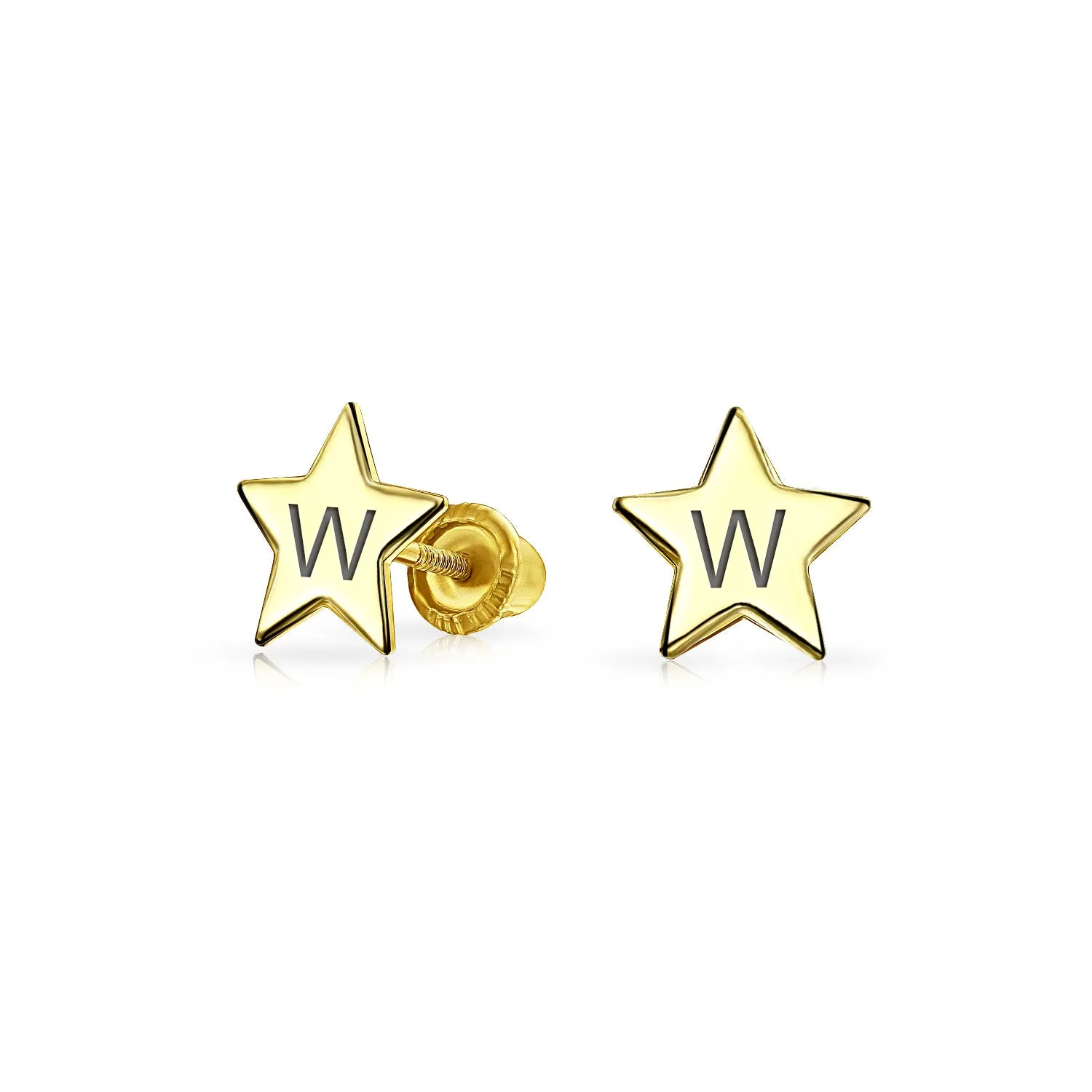 14K Gold USA Celestial Cartilage Ear Lobe Threader Tiny Star Stud Earrings