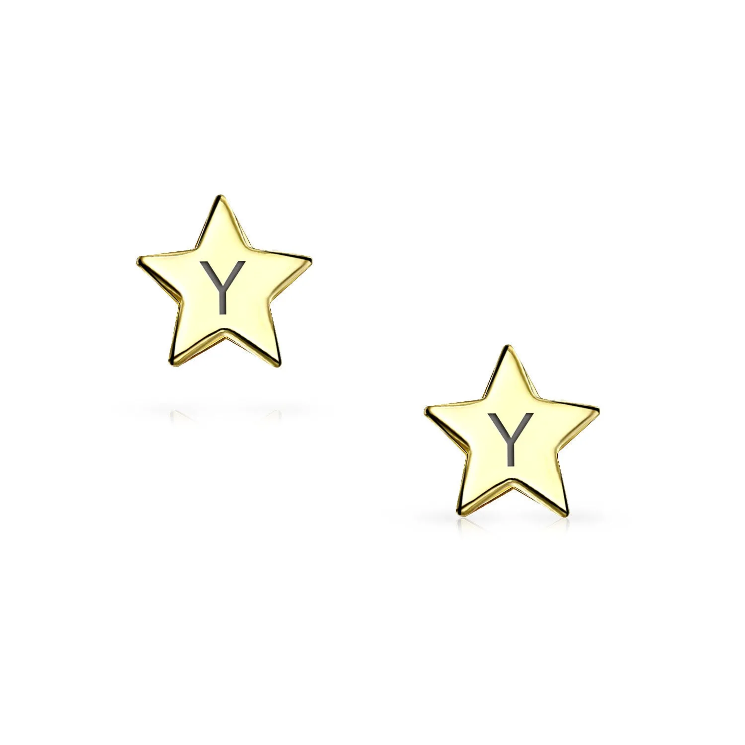 14K Gold USA Celestial Cartilage Ear Lobe Threader Tiny Star Stud Earrings