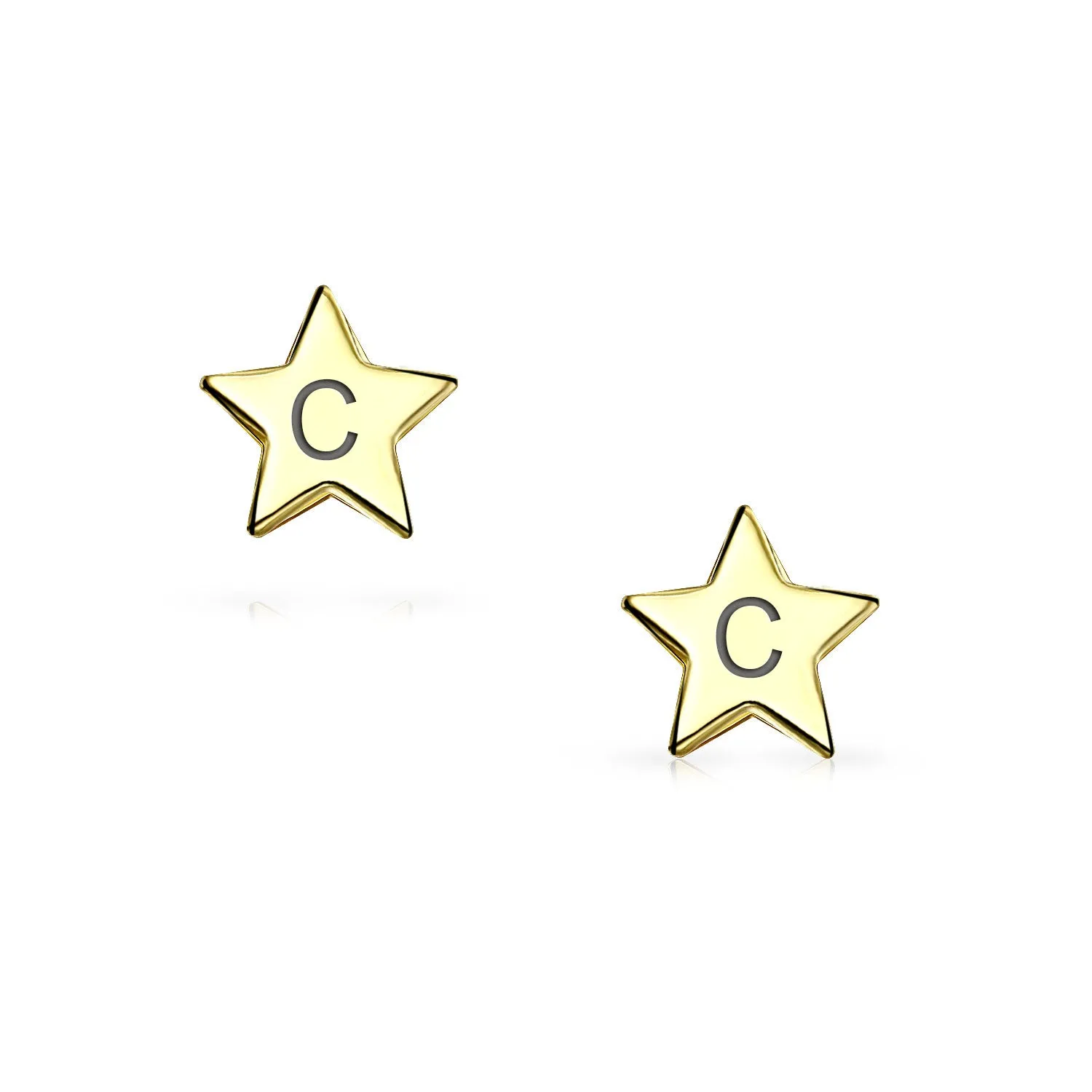 14K Gold USA Celestial Cartilage Ear Lobe Threader Tiny Star Stud Earrings