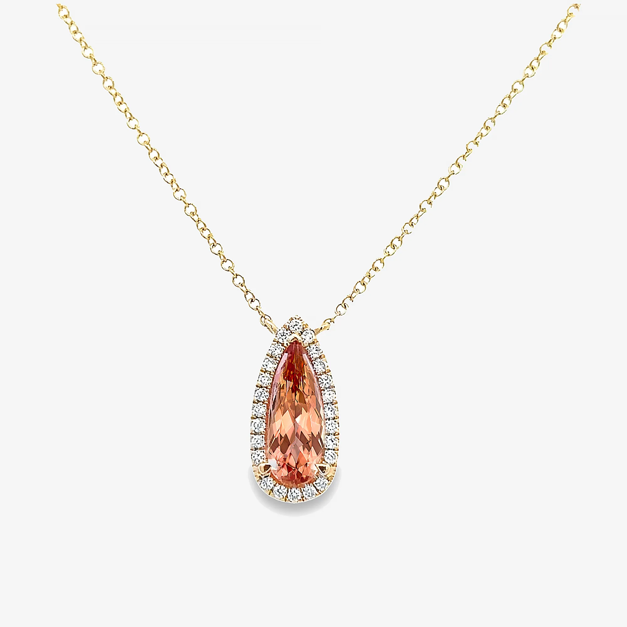 1.55ct Imperial Topaz Diamond Halo Necklace