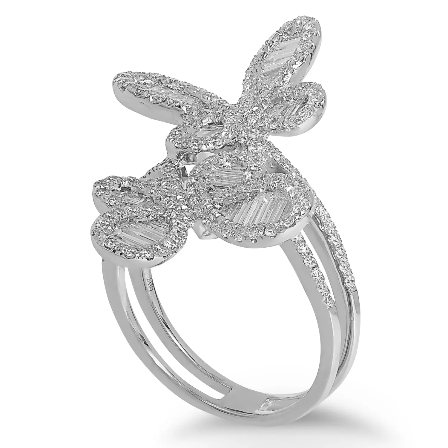 18Kt Butterfly Baguette Diamond Ring