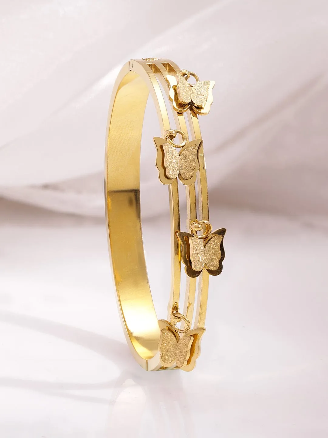 18KT Gold Plated Stainless Steel  Tarnish Free Waterproof Demi-Fine Kada Bracelet