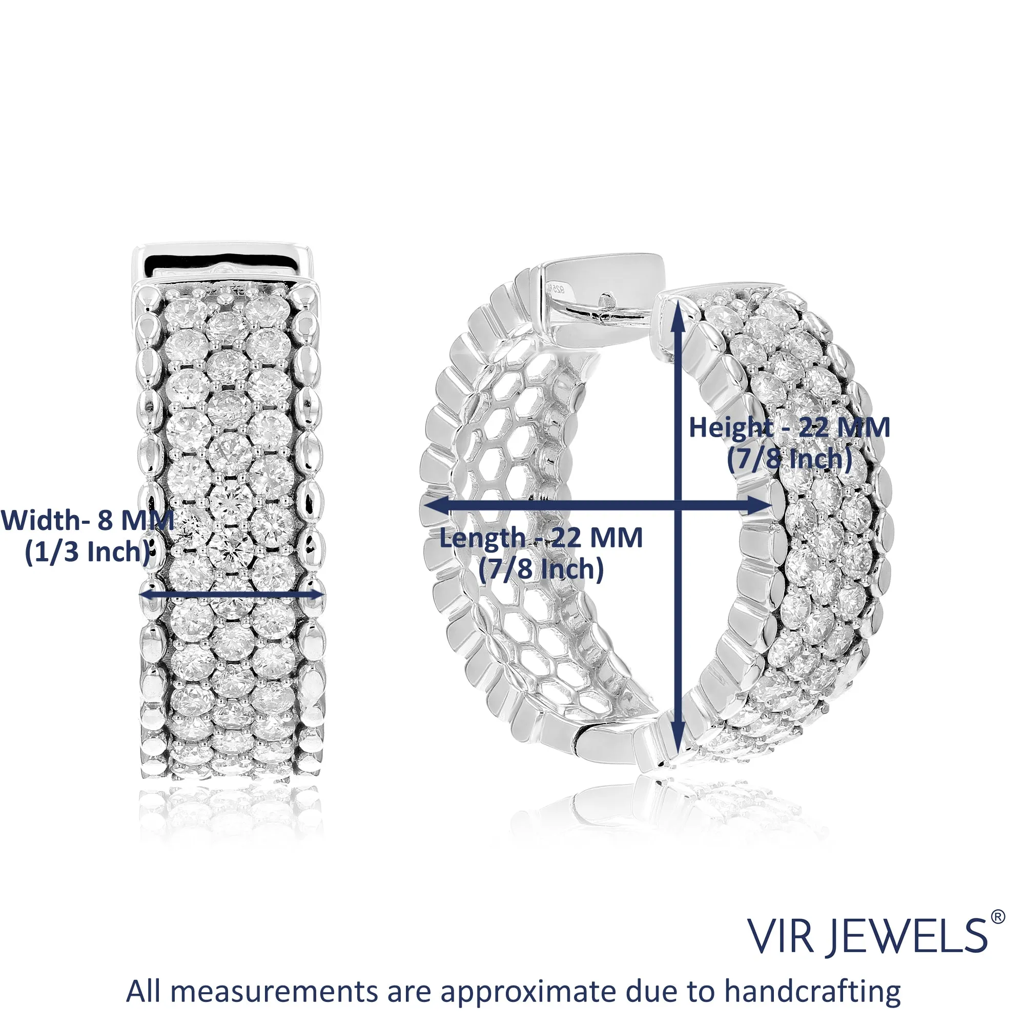 2 cttw Diamond Milgrain Hoop Earrings in .925 Sterling Silver