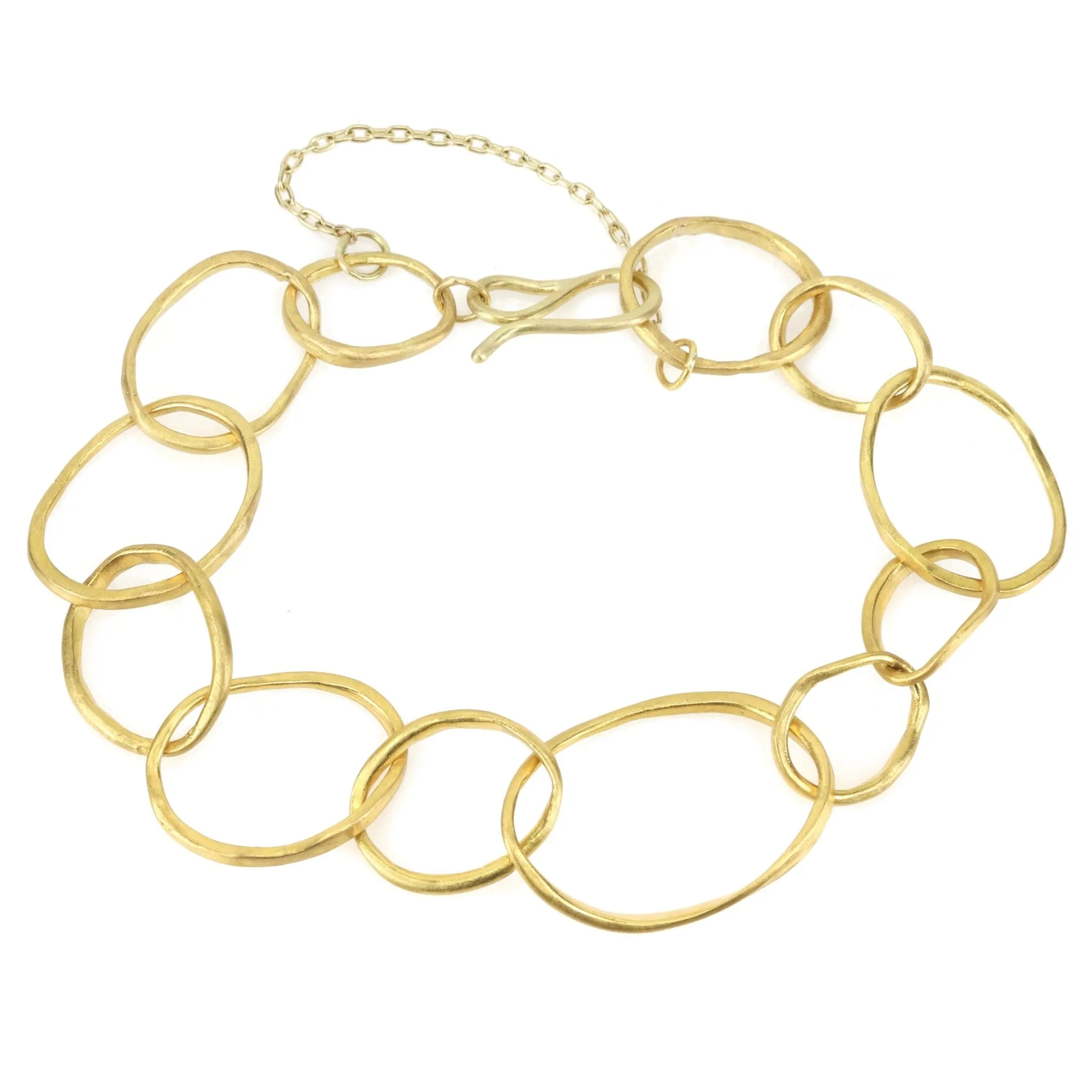 22K Gold Petal Link Bracelet with Safety Chain