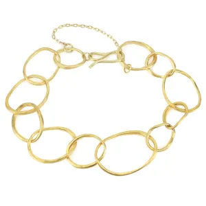 22K Gold Petal Link Bracelet with Safety Chain