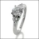 3 Stone 2.25 Round Center .80 Cubic Zirconia Cz Ring