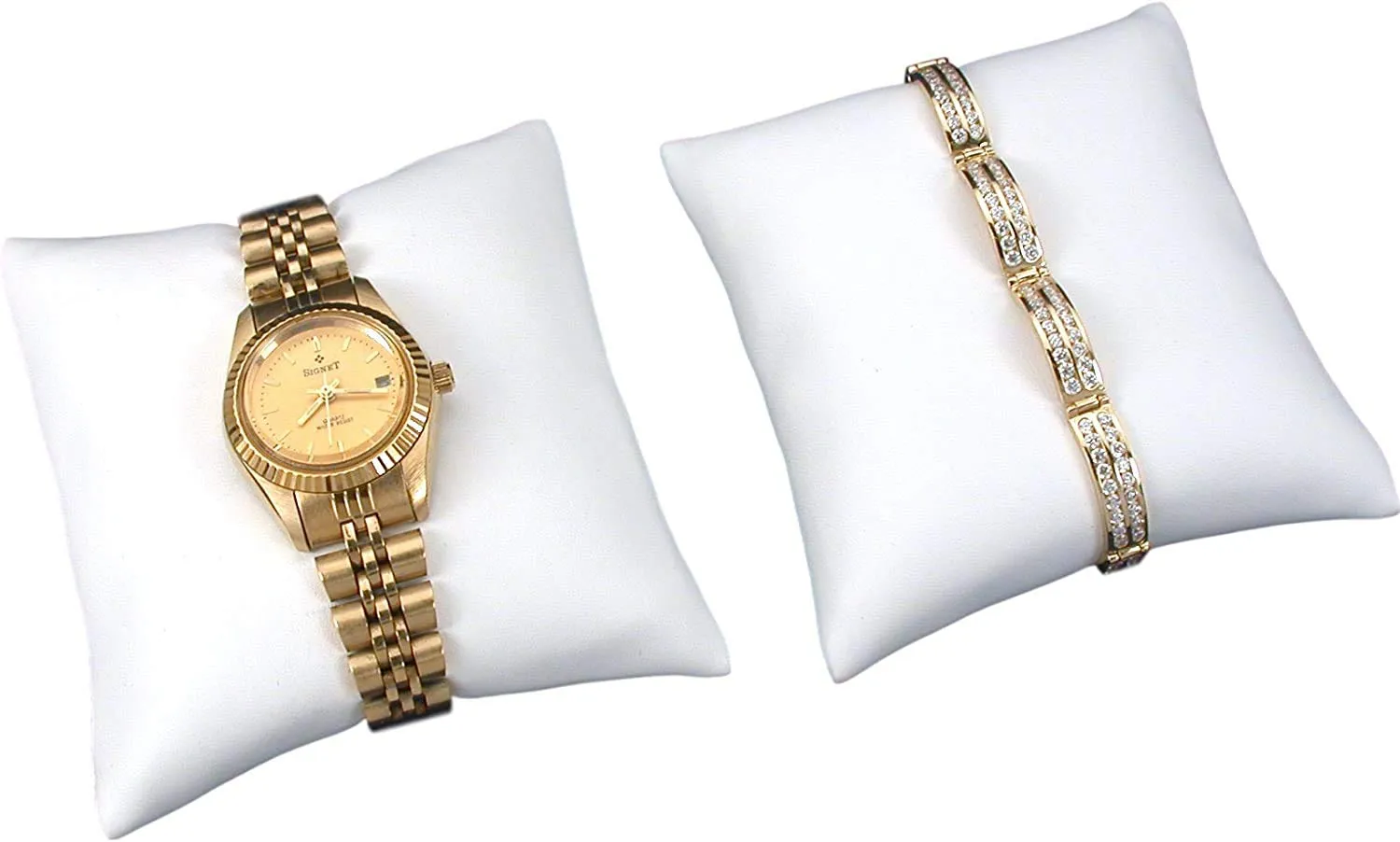 3 White Leather Bracelet Watch Pillow Jewelry Displays 3"