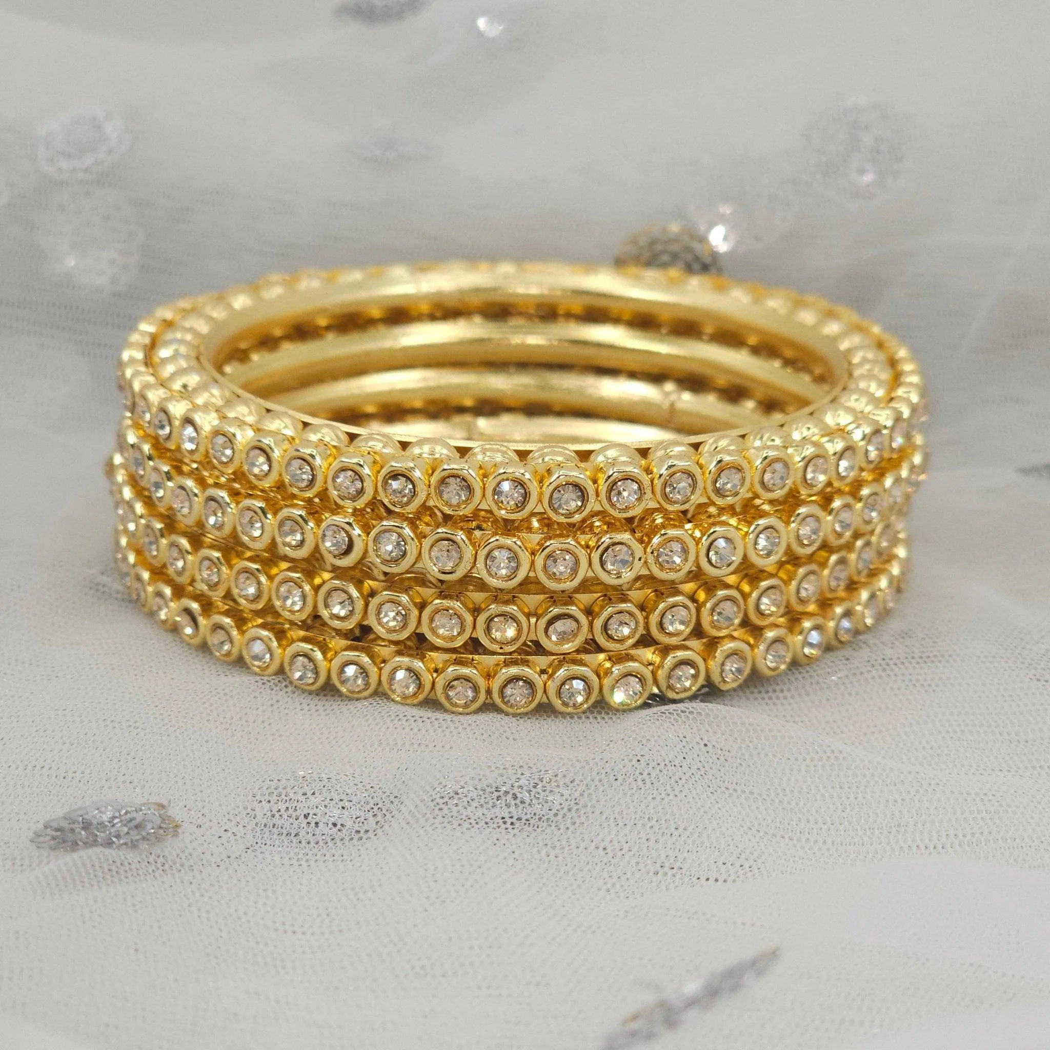 4 Pcs Gold plated Zircon bangles