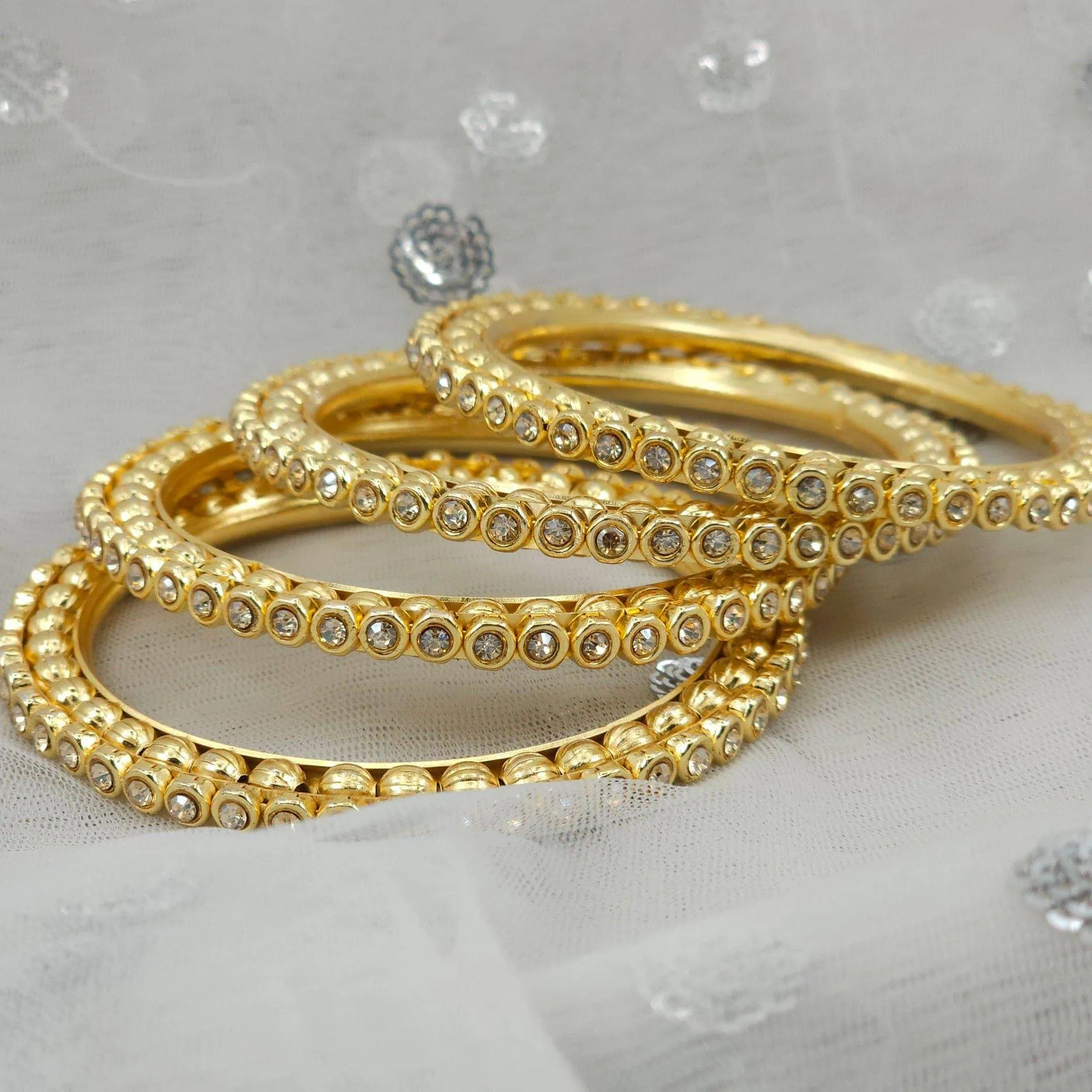 4 Pcs Gold plated Zircon bangles