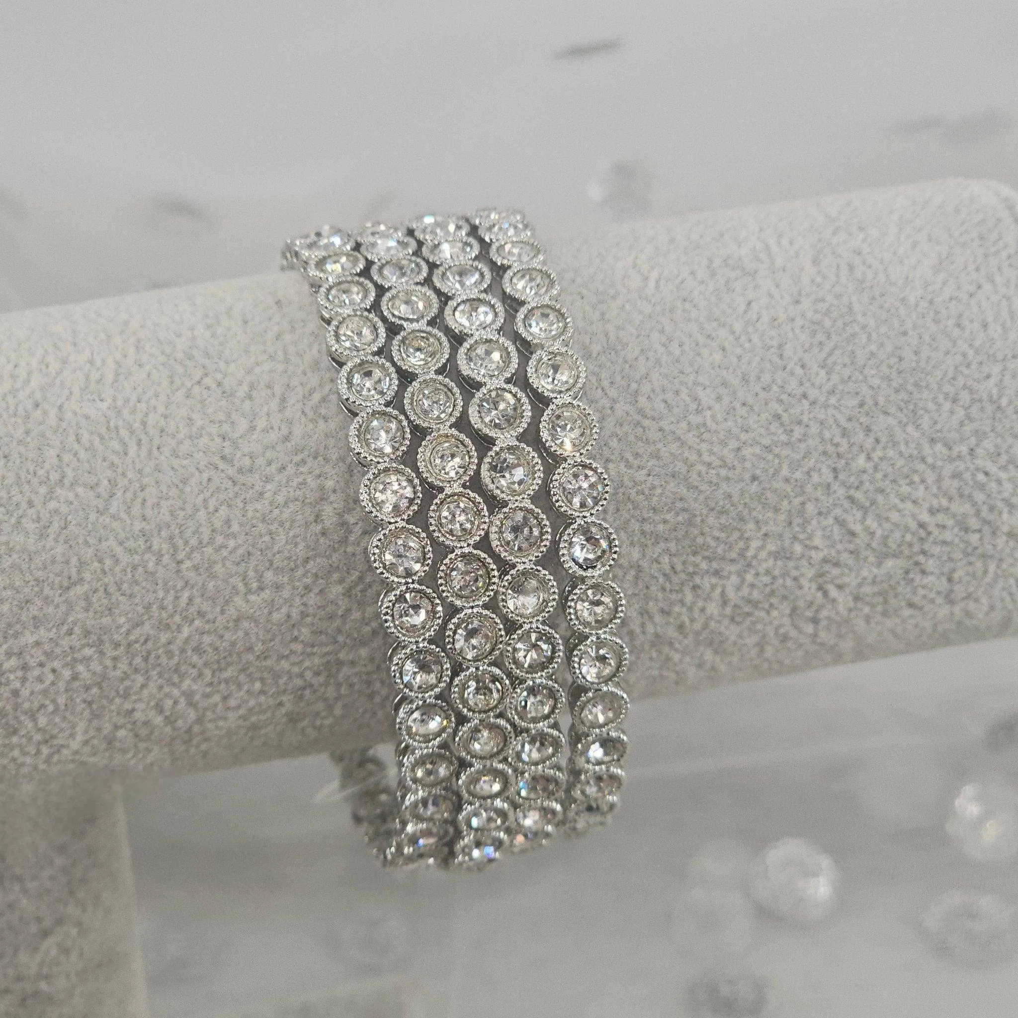 4 Pcs Silver plated zircon bangles