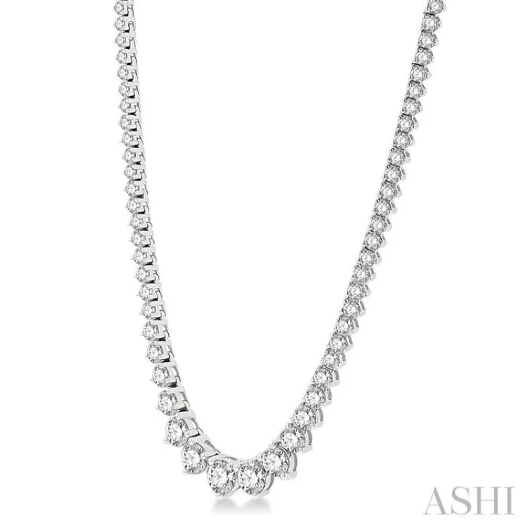 5 ctw Riviera Round Cut Diamond Necklace in 14K White Gold