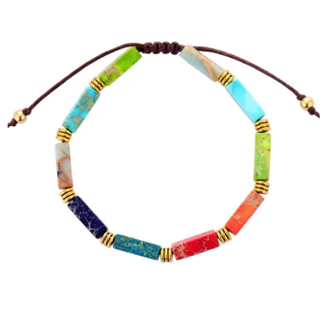 7 Chakra Bracelets Colorful Stone Jasper String Braided