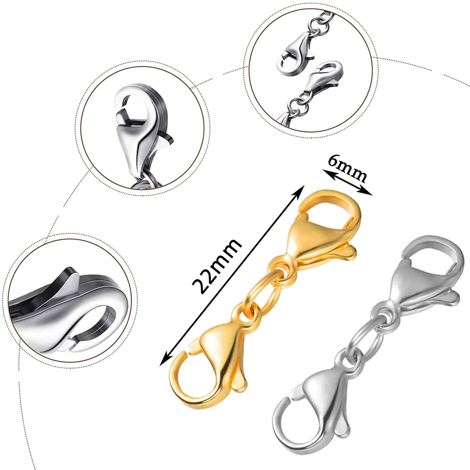 8 Pieces Double Lobster Clasps Mini Bracelet Clasps Replacement Lanyard Snap Hook,Metal Lobster Claw Clasps for DIY Jewelry Making Bracelet Crafts (Gold & Silver)