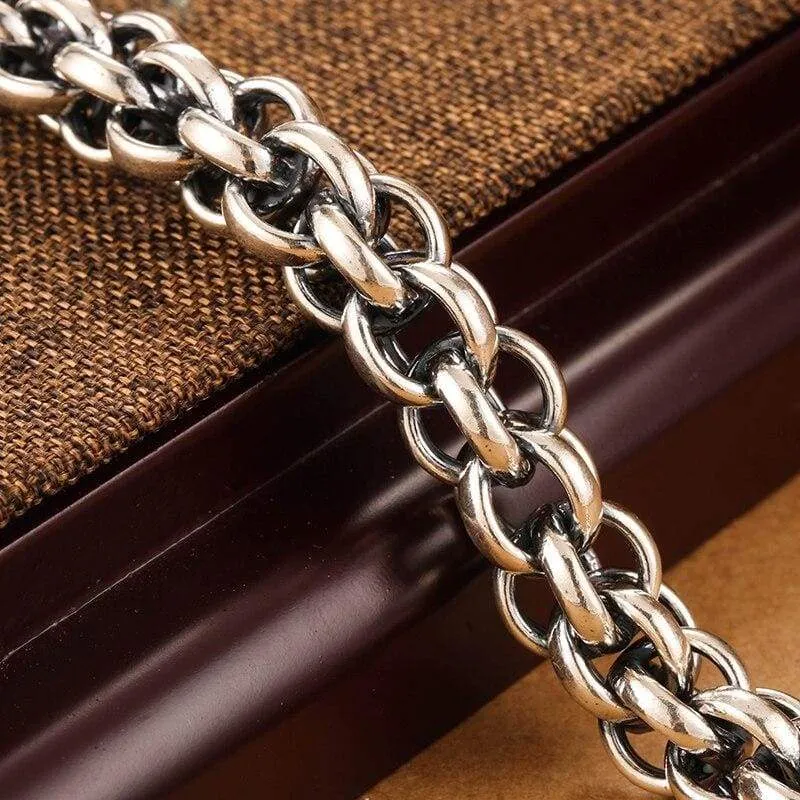 925 Sterling Silver Link Chain Thick Men Bracelet Vintage Thail  Handmade Rock Biker Men's Bracelets 2017