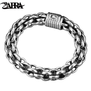 925 Sterling Silver Link Chain Thick Men Bracelet Vintage Thail  Handmade Rock Biker Men's Bracelets 2017