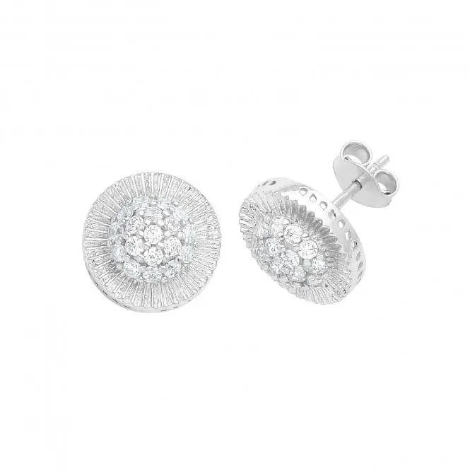 9ct White Gold Round Zirconia Stud Earrings ES628W