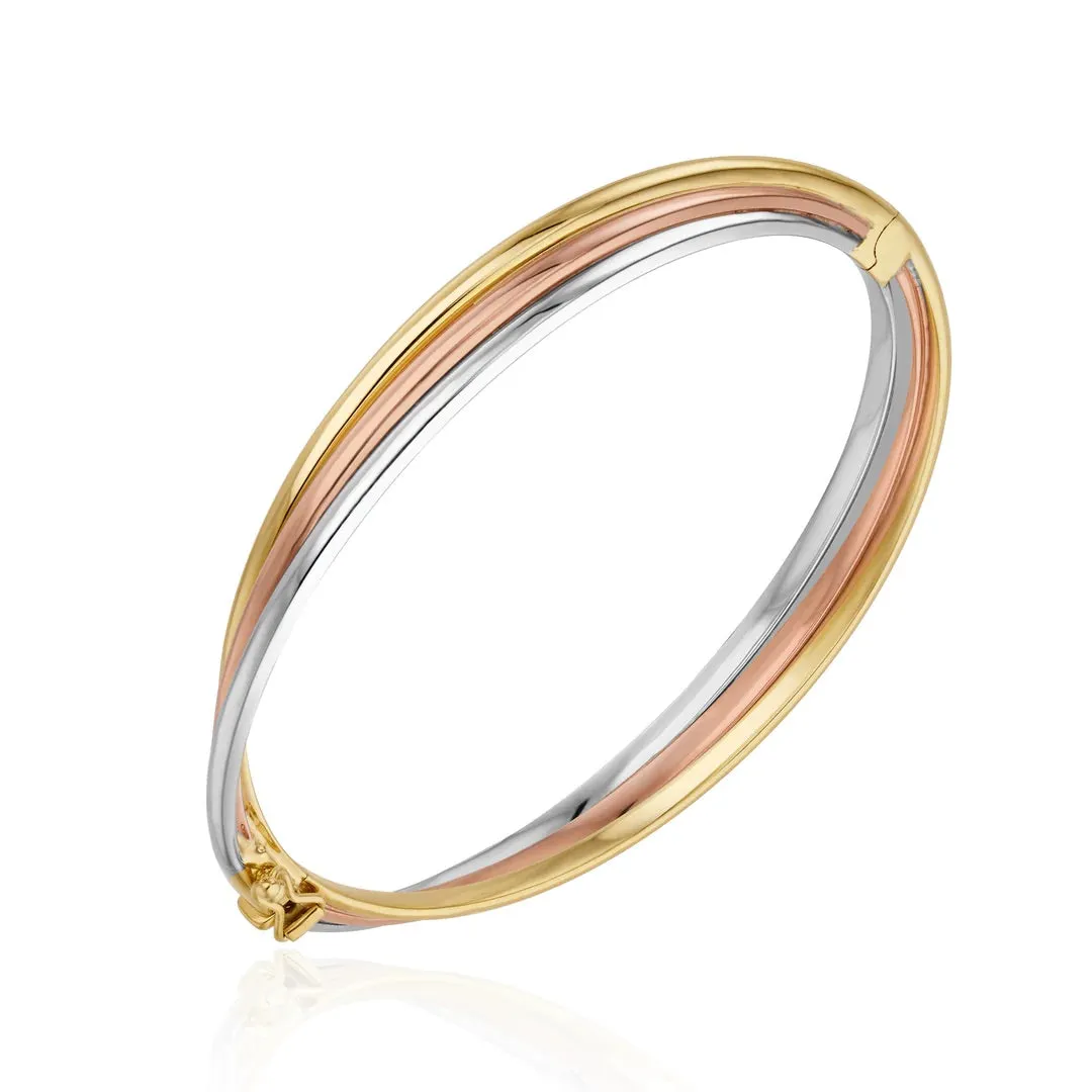 9K 3 Colour Gold Twist Bangle