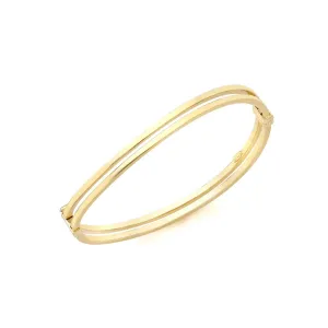 9K Yellow Gold 5mm Double-Square-Tube Wave Bangle