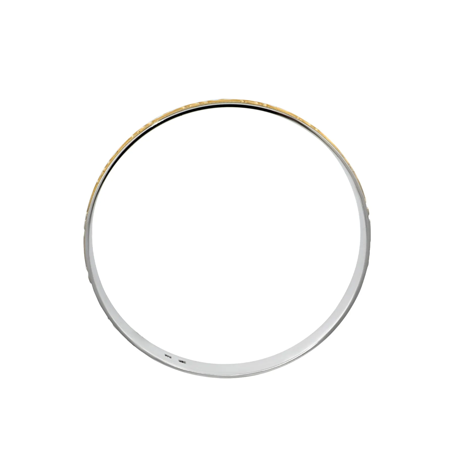 9K Yellow Gold and Silver Filled Pattern Bangle - 20675172