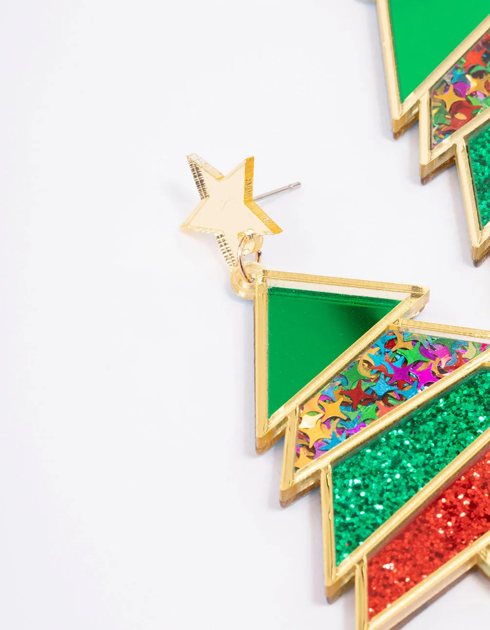 Acrylic Geometric Christmas Tree Drop Earrings