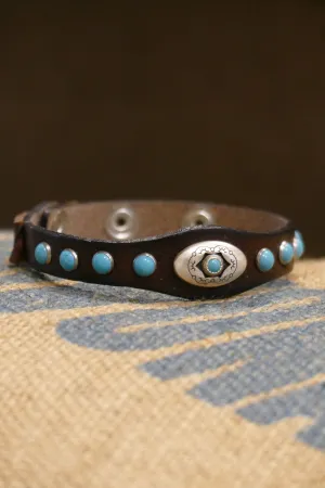 Alberto Luti - Turquoise Bracelet in Dark Brown Leather