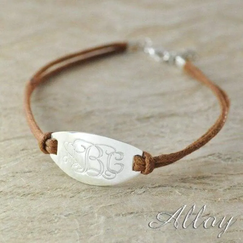 Alloy bracelet oval name bracelet,Custom monogram bracelet,colorful  rope chain hot sale