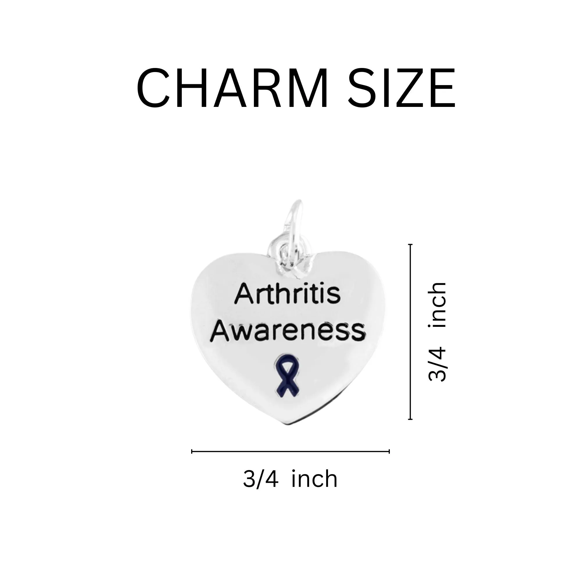 Arthritis Awareness Dark Blue Ribbon Heart Charm Necklaces