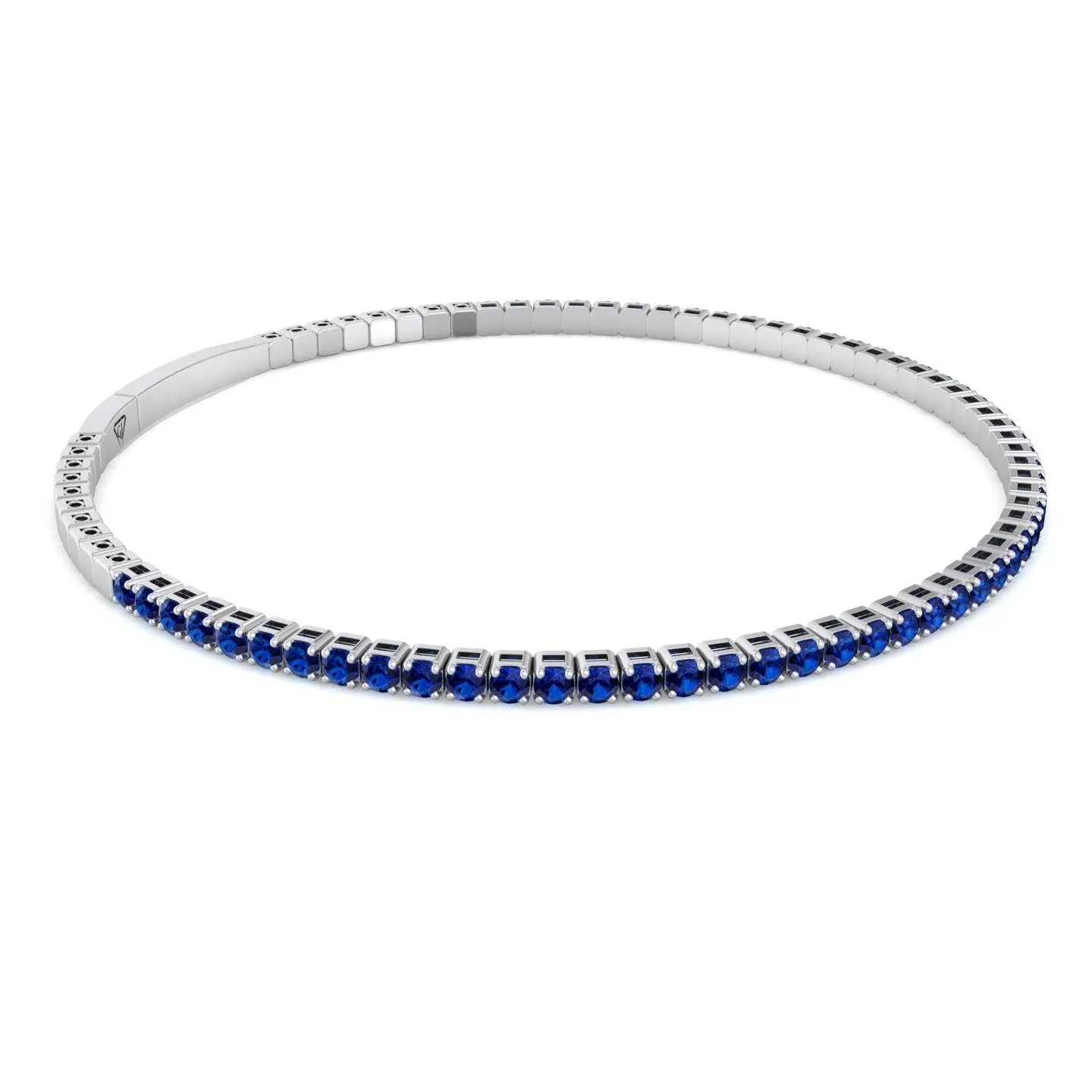 Aurora - Flexible Natural Blue Sapphire Bangle in 14K Solid Gold