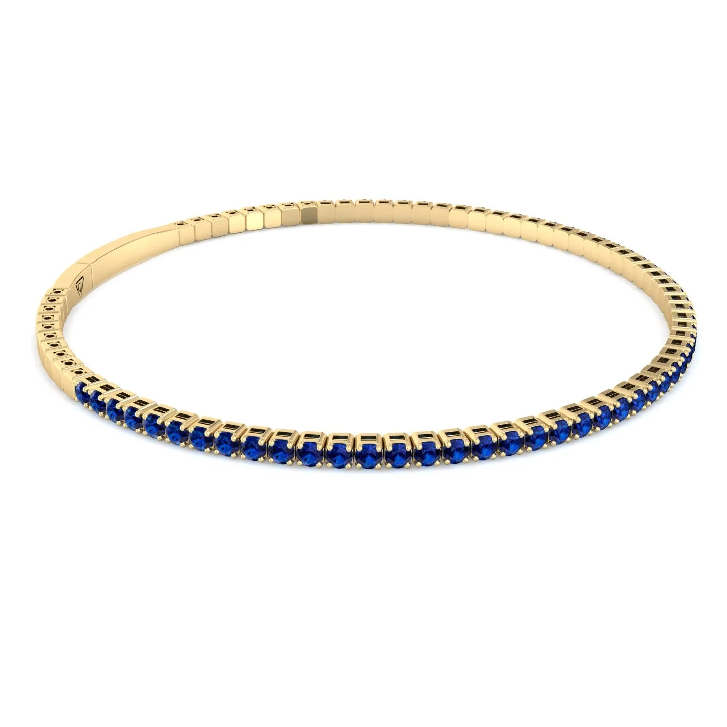 Aurora - Flexible Natural Blue Sapphire Bangle in 14K Solid Gold