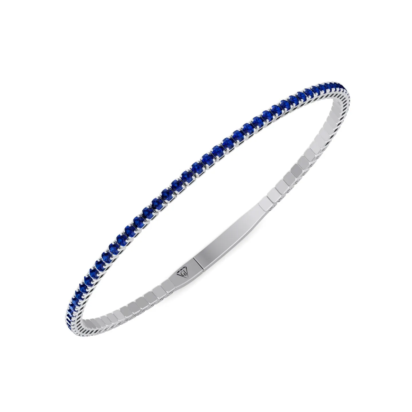 Aurora - Flexible Natural Blue Sapphire Bangle in 14K Solid Gold