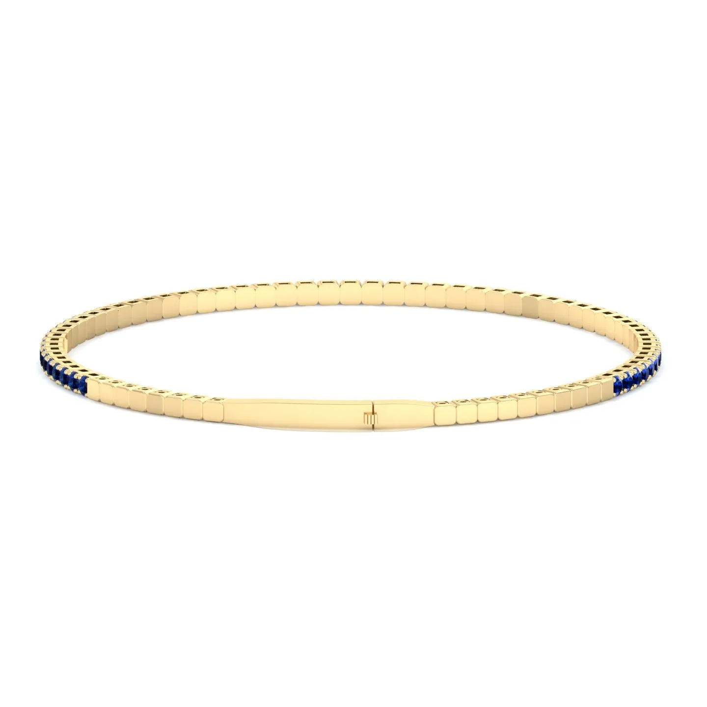 Aurora - Flexible Natural Blue Sapphire Bangle in 14K Solid Gold