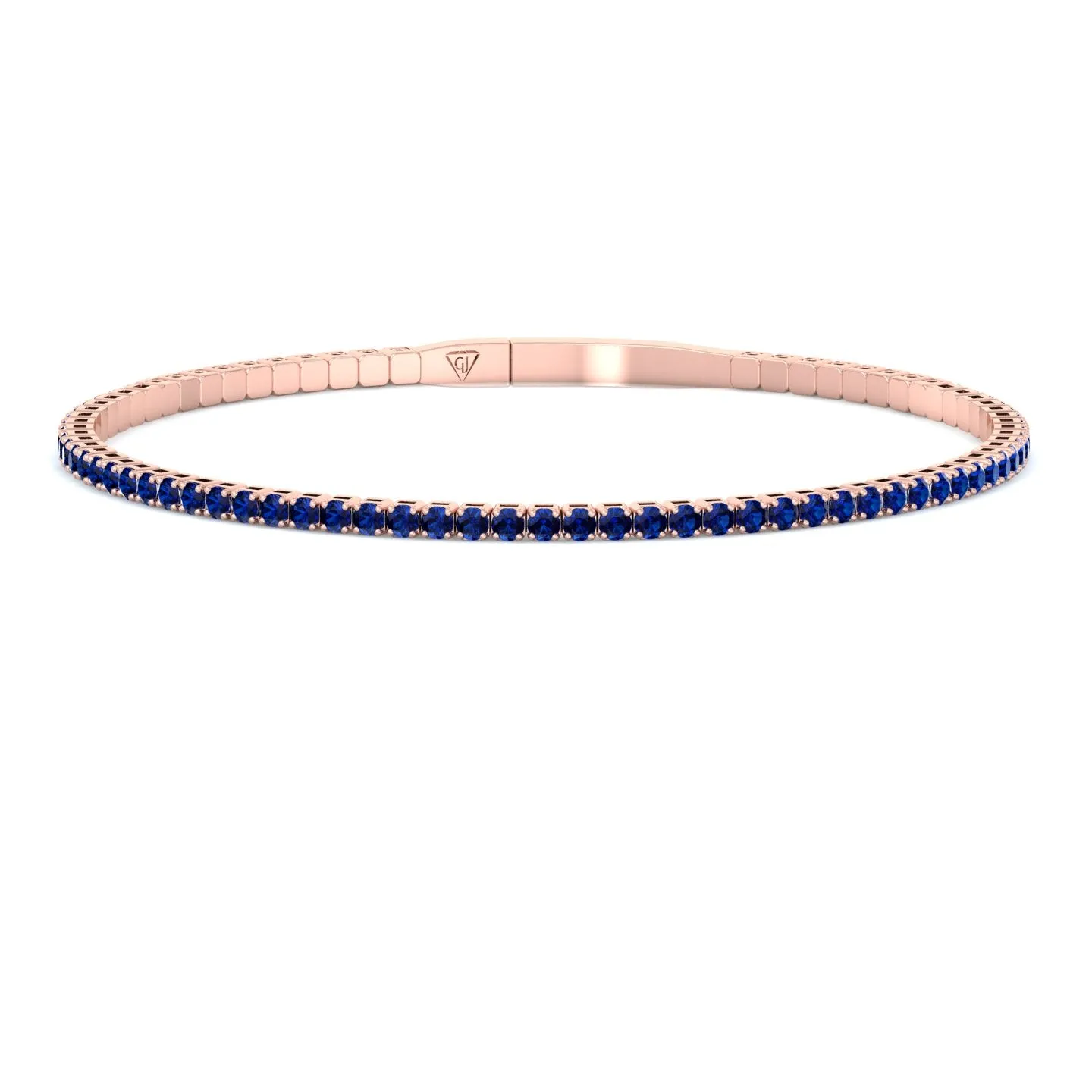 Aurora - Flexible Natural Blue Sapphire Bangle in 14K Solid Gold