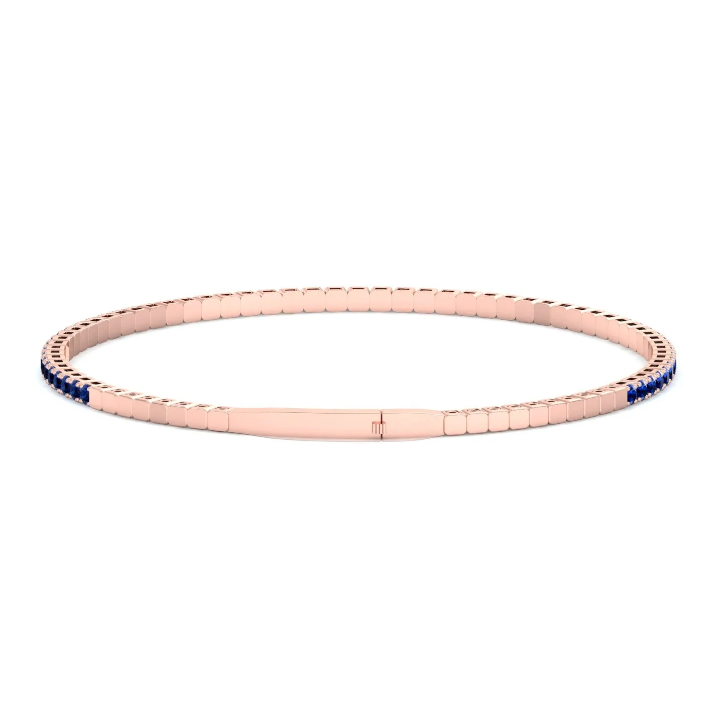 Aurora - Flexible Natural Blue Sapphire Bangle in 14K Solid Gold