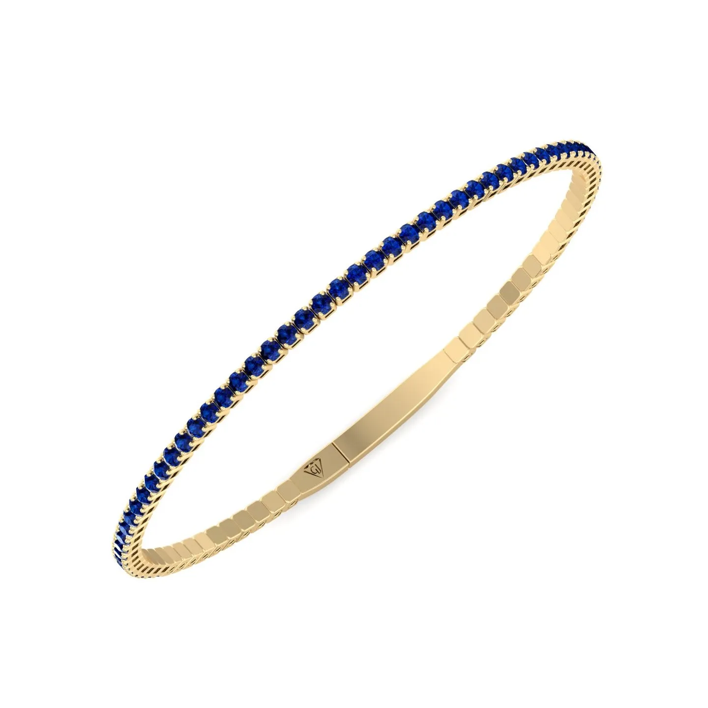 Aurora - Flexible Natural Blue Sapphire Bangle in 14K Solid Gold