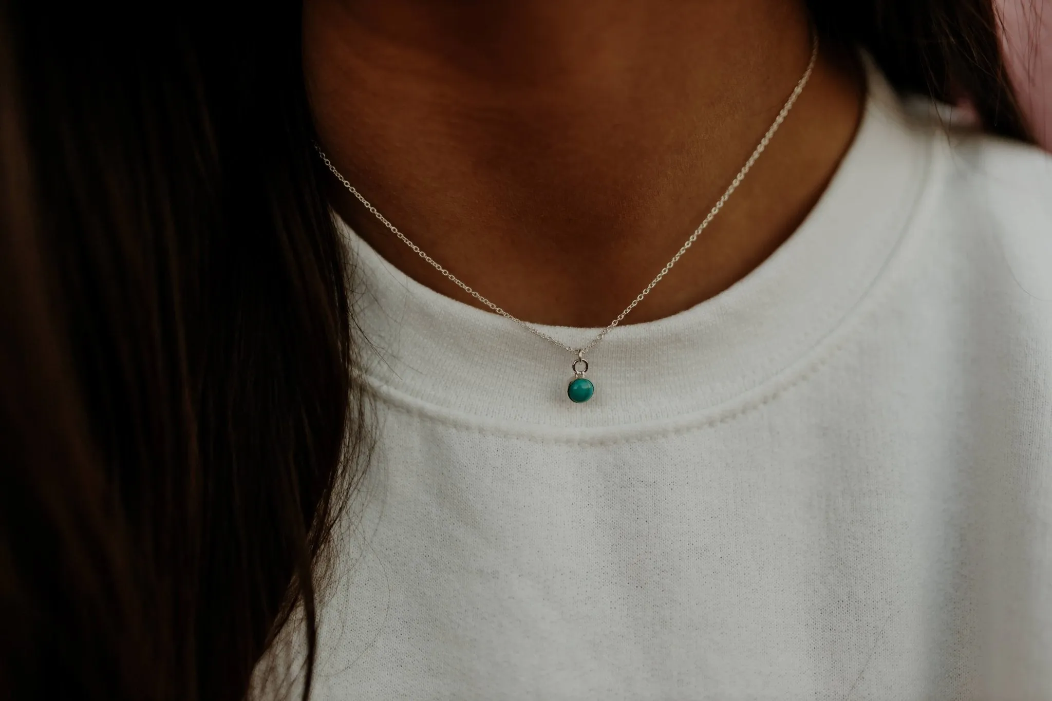 Authentic Tiny Turquoise Charm Necklace